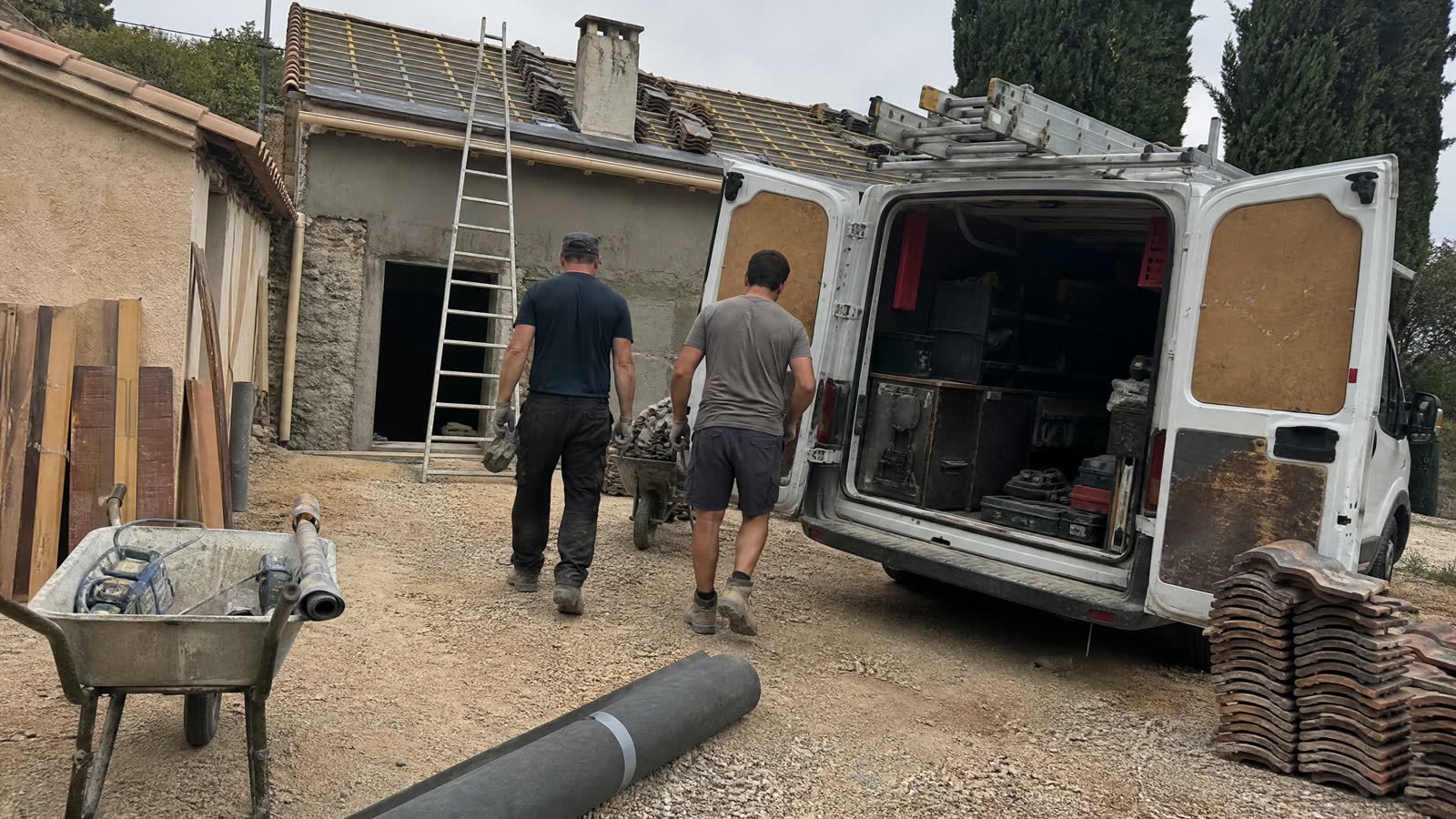 Chantier de couverture réalisé à Marguerittes