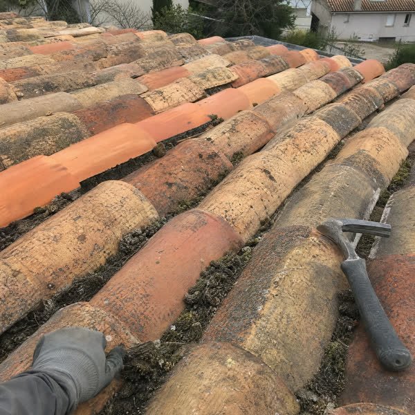 Couverture en tuiles canal d'une maison gardoise